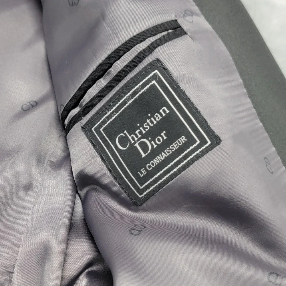 Vintage Christian Dior Tuxedo Jacket Mens 43R Black Satin Notch Lapel USA Formal